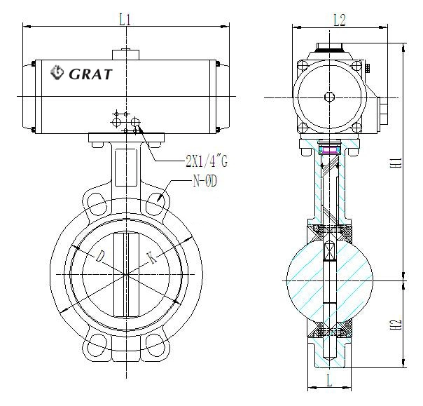 Phòng điều khiển khí nén WCB Butterfly Valve DN15 - DN600 Auto Sealed Oil Media 0