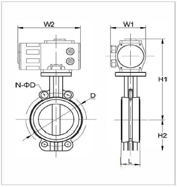 Soft Sealed Proof Explosion Electric Actuator Wafer Connection Butterfly Valve (Ventil bướm) 1