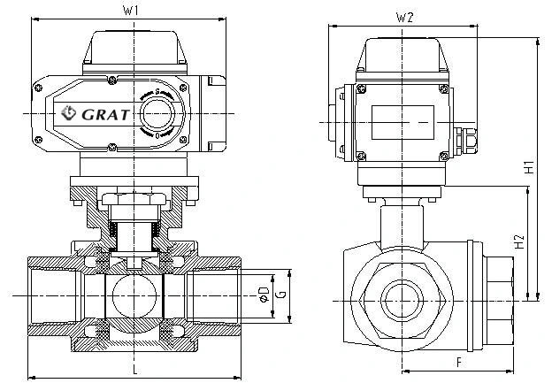 SS Thread Connection Electric Control Valve Công nghiệp 3 Way Electric Ball Valve 1