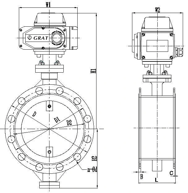 Electric Stainless Steel Ventilation Butterfly Valve cho kỹ thuật môi trường 1