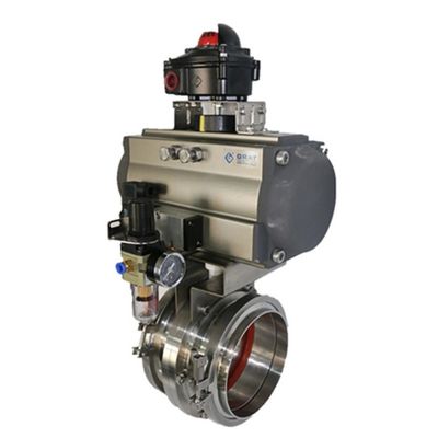 Sanitary Stainless Steel Clamp Butterfly Valve DN50 - 1200 với Multi Position Actuator