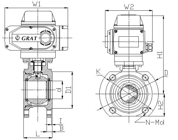 WCB Flange Connection High Temperature Short Type Electric Ball Valve (Ventil bóng điện loại ngắn nhiệt độ cao) 1