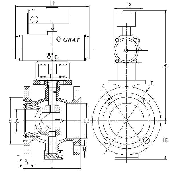 Thép không gỉ Flange End Vacuum Ball Valve với Pneumatic Actuator DIN Standard 1