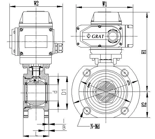 AC220V DN15-250 kết nối Flange dòng nhỏ van điều khiển điện 1