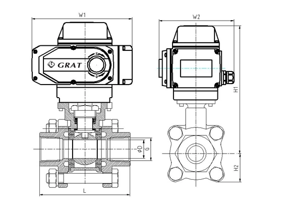 Grat Brand 90 độ Stroke Electric Inner Thread Ball Valve 0