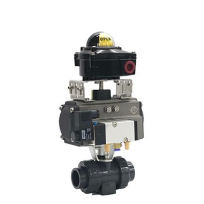 Thất bại đóng UPVC On Off Pneumatic Ball Valve cho axit alkali chất lỏng ăn mòn