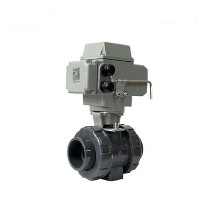 Kết nối dây chuyền van bóng điện UPVC nhựa cho axit nước và chất lỏng ăn mòn